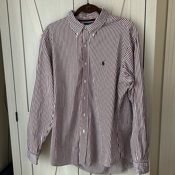 Ralph Lauren button up shirt men's custom fit stripes red/Blue/white Sz XL - Picture 1 of 9